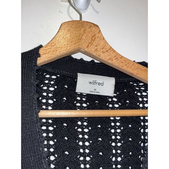 ARITZIA Wilfred Black Crochet Knit Button-Up Cardigan Sweater XS - Picture 4 of 8